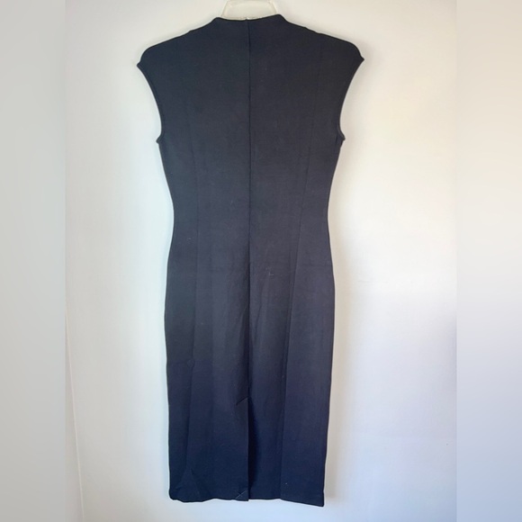Elie. By Elie Tahari Black Bodycon Mock Neck Sheath Midi Dress - Picture 3 of 11